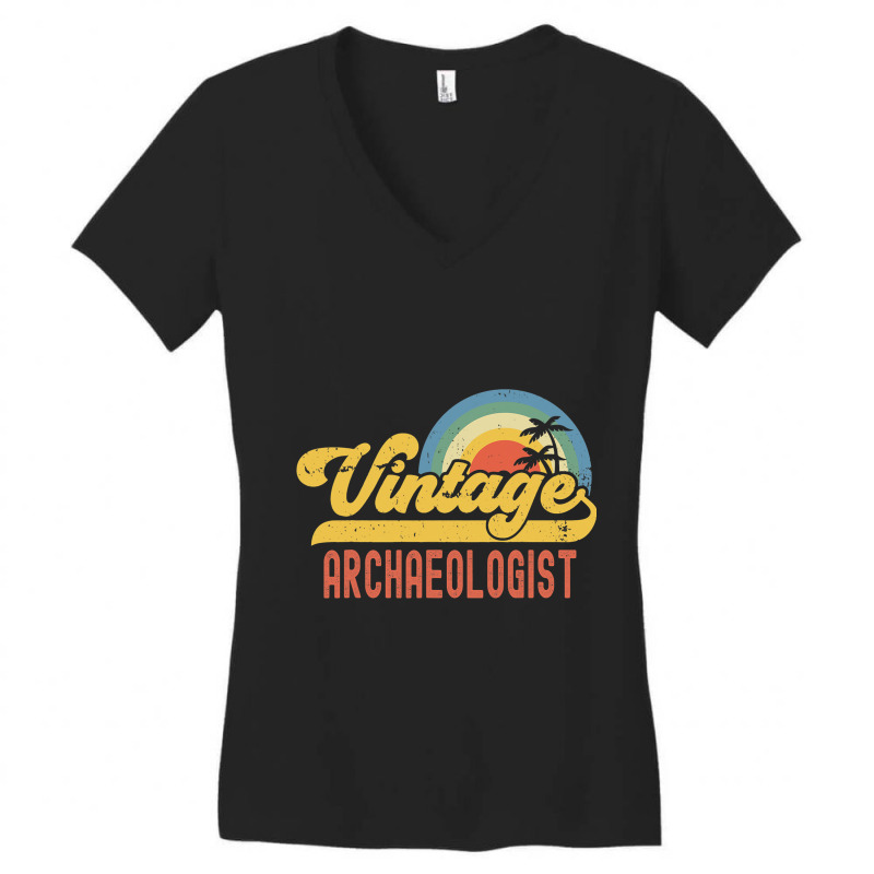 Archaeologist Vintage Sunset Profession Retro Job  Women's V-Neck T-Shirt by JANETDAVIS | Artistshot