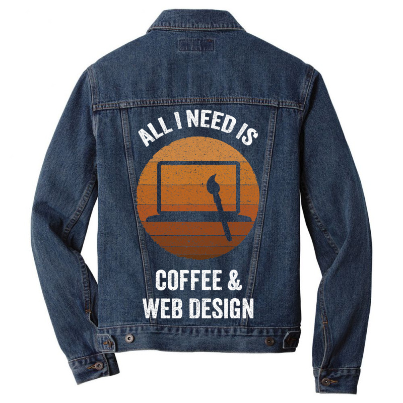 All I Need Coffee Web Design Vintage Website Codin Men Denim Jacket | Artistshot