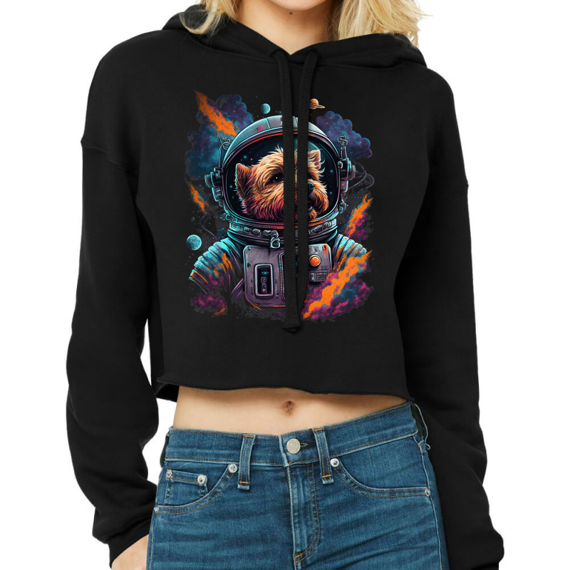 Astronaut Norfolk Terrier Dog Space Galaxy Cropped Hoodie by JESSELEON | Artistshot