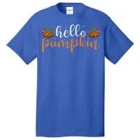 Hello Pumpkin Leopard Pattern Cute Fall Lover Design For Halloween Cos Basic T-shirt | Artistshot