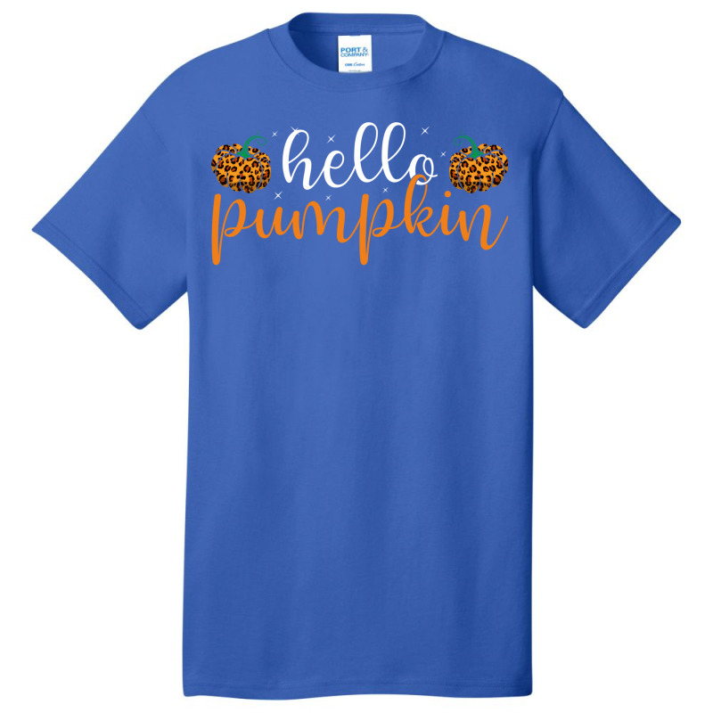 Hello Pumpkin Leopard Pattern Cute Fall Lover Design For Halloween Cos Basic T-shirt | Artistshot