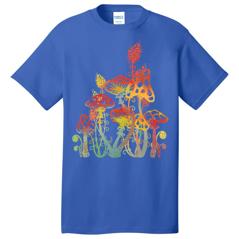 Mushrooms T  Shirtred Magic Forest Mushrooms And Fern T  Shirt Basic T-shirt by clement51593 | Artistshot