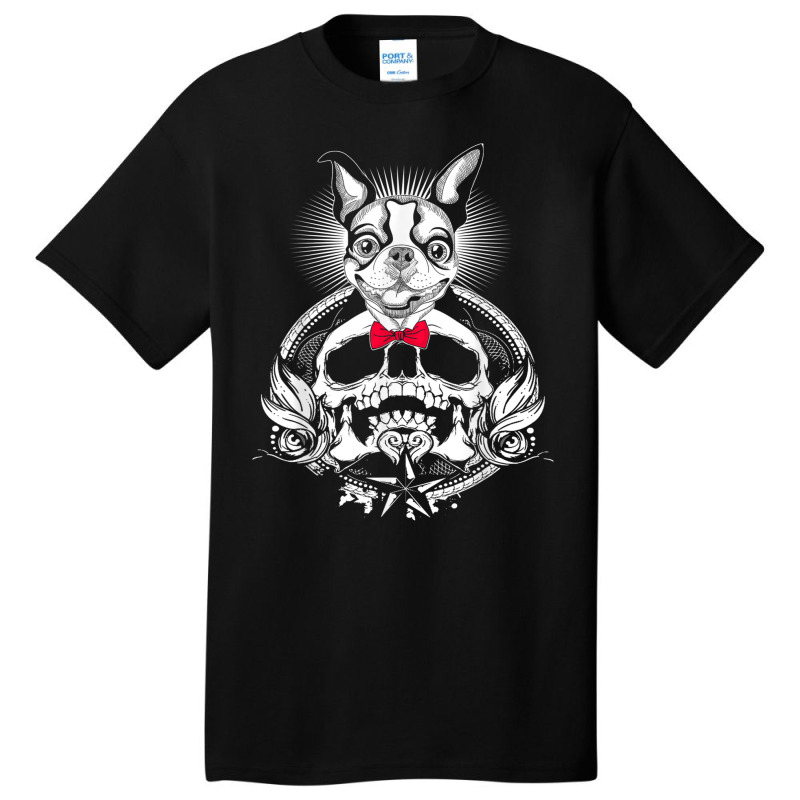 Boston Terrier Skull Halloween Dog Basic T-shirt | Artistshot