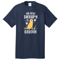 The Best Therapy Is A Golden Retriever Dog Puppy Basic T-shirt | Artistshot