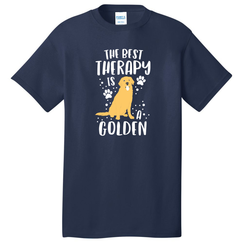 The Best Therapy Is A Golden Retriever Dog Puppy Basic T-shirt by diegomicel | Artistshot