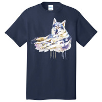 Sitting Wolf Painting T  Shirt Smiling Wolf T  Shirt Basic T-shirt | Artistshot