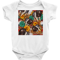 Baby Hampshire Pig Sunflowers Seamless Pattern Baby Bodysuit | Artistshot