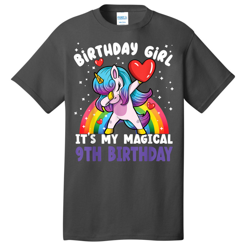 Birthday Girl It's My Magical 9th Birthday Bday Unicorn T Shirt Basic T-shirt by zakarimullin | Artistshot