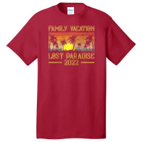 Vintage Sunset Family Vacation 2022 Lost Paradise Beach Raglan Basebal Basic T-shirt | Artistshot