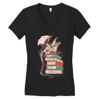 Author Textbookshelf Bookshelf Reading Reading Stu Women's V-neck T-shirt | Artistshot