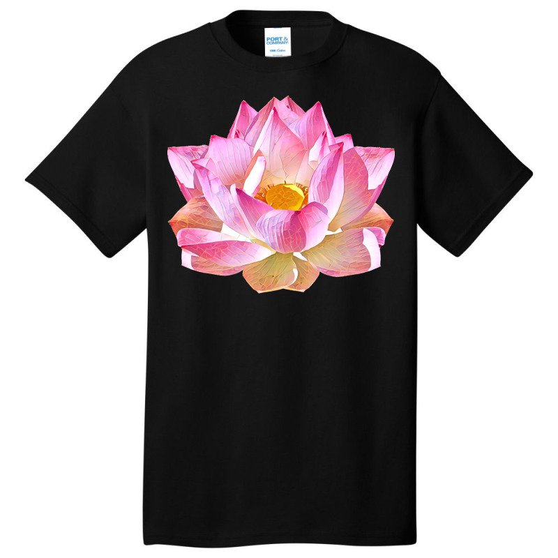 Lotus Flower T  Shirt Pink And Gold Lotus Flower T  Shirt Basic T-shirt by victorycanola | Artistshot