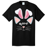 Bunny Ears T  Shirt Cat Bunny Ears Costume Meow Cat Face Easter Funny Basic T-shirt | Artistshot