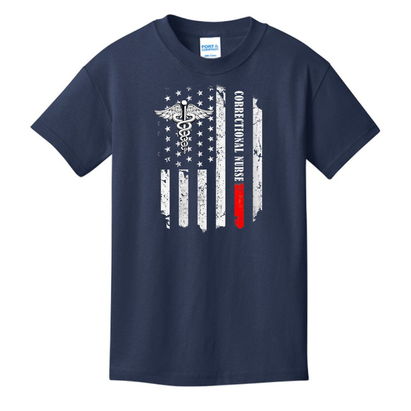 Womens Correctional Nurse American Flag Thin Line Nursing Men Women V Basic Youth T-shirt | Artistshot