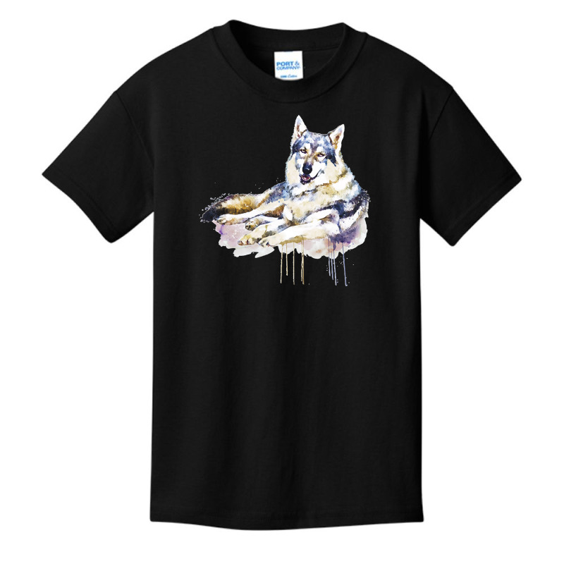 Sitting Wolf Painting T  Shirt Smiling Wolf T  Shirt Basic Youth T-shirt | Artistshot