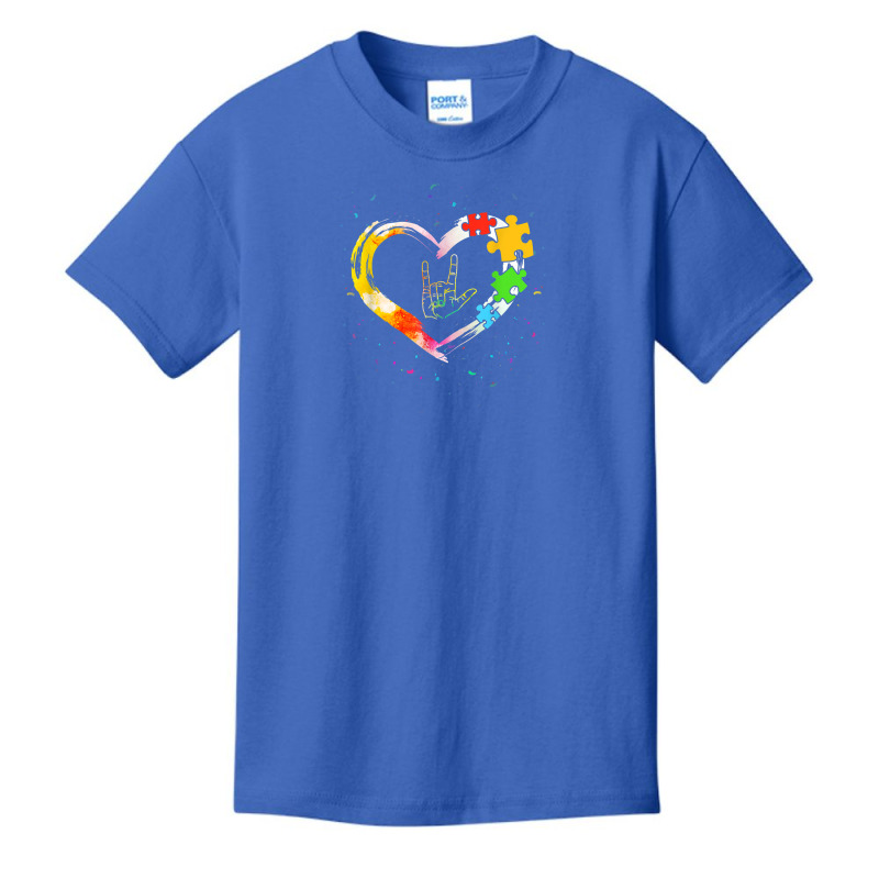 Autism Awareness Special Ed Teacher Asl Sign Language Puzzle T Shirt Basic Youth T-shirt by YenNgoc | Artistshot