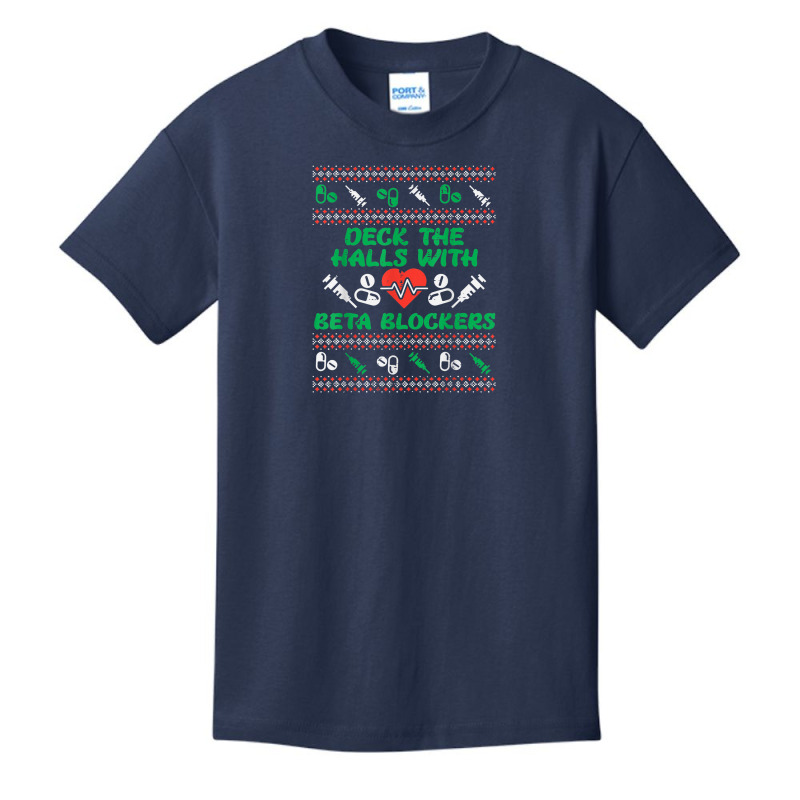 Deck Halls With Beta Blockers Funny Nurse Christmas Xmas Pjs Basic Youth T-shirt by Yuh2105 | Artistshot