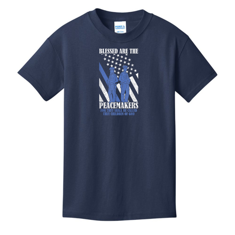 Patriotic American Thin Blue Line Flag Police Officer Basic Youth T-shirt | Artistshot