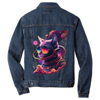 Astronaut Oriental Shorthair Cat Space Galaxy Men Denim Jacket | Artistshot