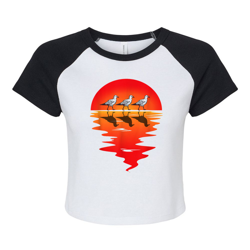 Flocks Of Seagull Vintage Sunset Seabird Harbour Albatros Raglan Crop Top by kurniawanm | Artistshot