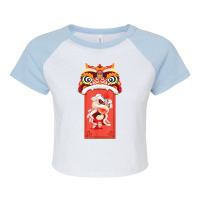 Chinese New Years For Men Dancing Tiger Dragon T Shirt Raglan Crop Top | Artistshot