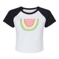 Watermelon T  Shirt Boho Watermelon Slice Minimal Scandinavian Art Des Raglan Crop Top | Artistshot