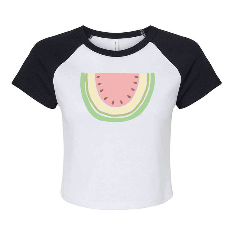 Watermelon T  Shirt Boho Watermelon Slice Minimal Scandinavian Art Des Raglan Crop Top by actsetting | Artistshot