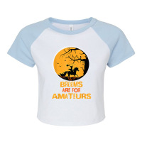 Horse Brooms Are For Amateurs Funny Halloween Horse Lover Raglan Crop Top | Artistshot