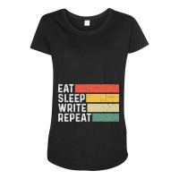 Author Writer Writing Funny Vintage Eat Sleep Writ Maternity Scoop Neck T-shirt | Artistshot