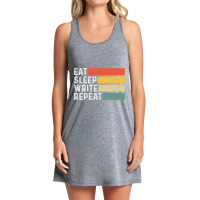 Author Writer Writing Funny Vintage Eat Sleep Writ Tank Dress | Artistshot