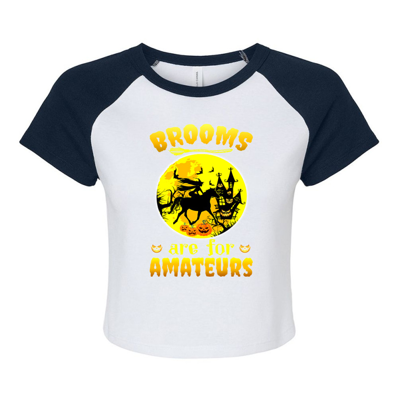 Horse Halloween Witch Riding Horse Witch Brooms Are For Amateurs Horse Raglan Crop Top by coolquirrell | Artistshot