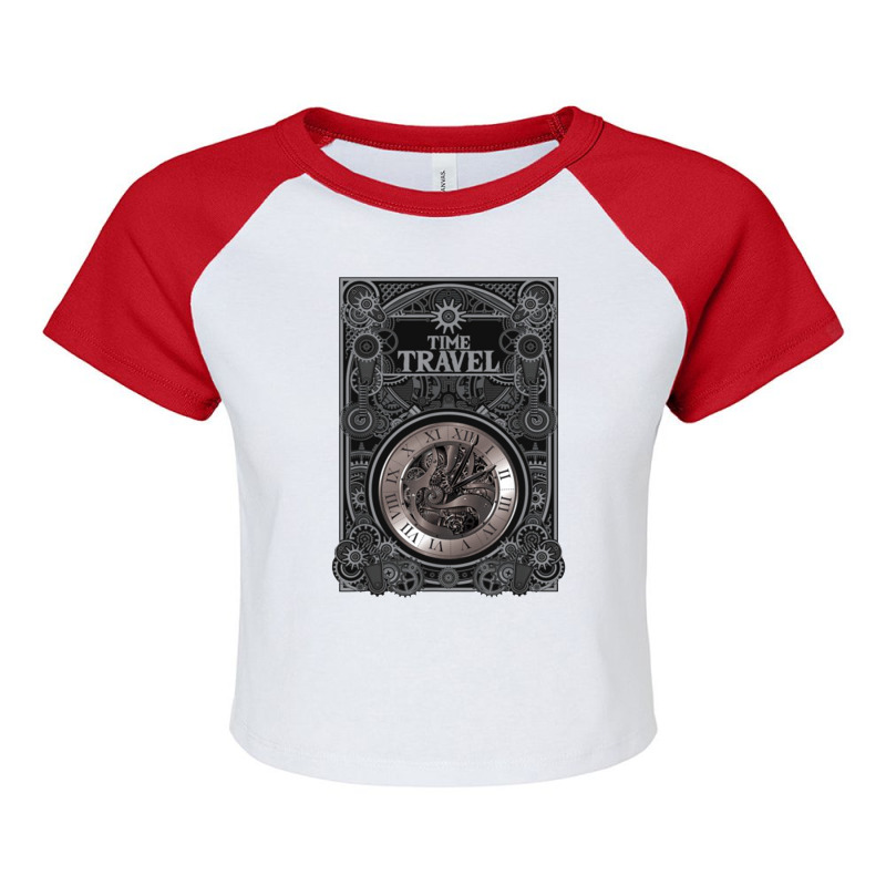 Time Travel Watch Steampunk Vintage Gears Mechanic Gift Raglan Crop Top by jeniperlopes | Artistshot