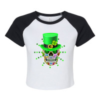 Skull Irish Sugar Skulls Paddys St Patricks Day Calavera Mexican 708 Raglan Crop Top | Artistshot