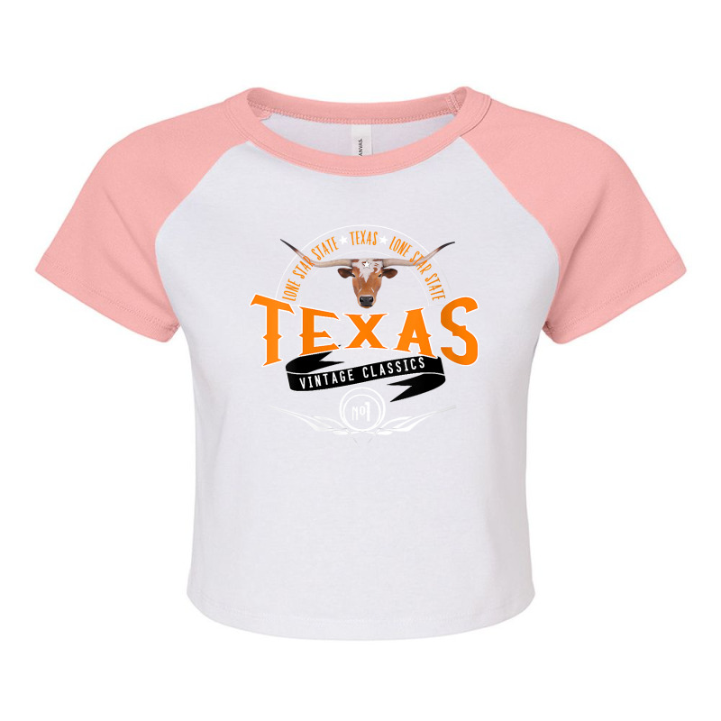 Womens Vintage Classic Style Texas Lone Star Longhorn Design V Neck T Raglan Crop Top by aryanahjerich | Artistshot