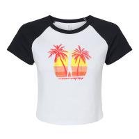 Gymnast Parallel Bar Summer Sunset 80s Palm T Shirt Raglan Crop Top | Artistshot