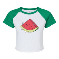 Funny Watermelon T  Shirt Balancing Watermelon Funny Fruits Collection Raglan Crop Top | Artistshot