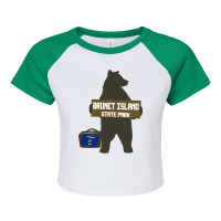 Brunet Island State Park Wisconsin Hitchhiking Bear Long Sleeve T Shir Raglan Crop Top | Artistshot