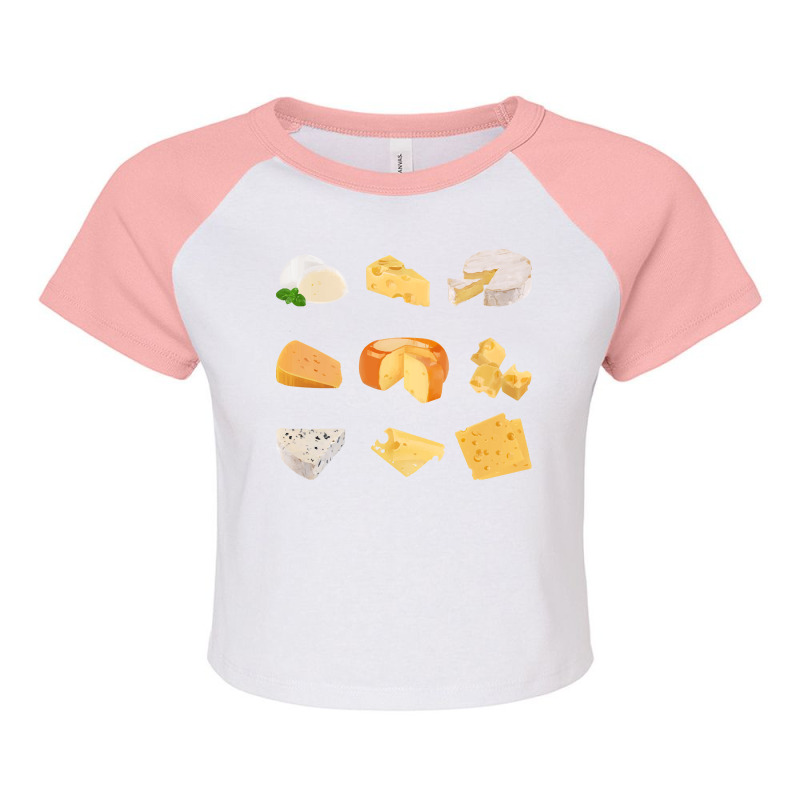 Different Types Of Cheese T  Shirt3 D Cheese Variety    Mozarella, Swi Raglan Crop Top by thymeartiste | Artistshot