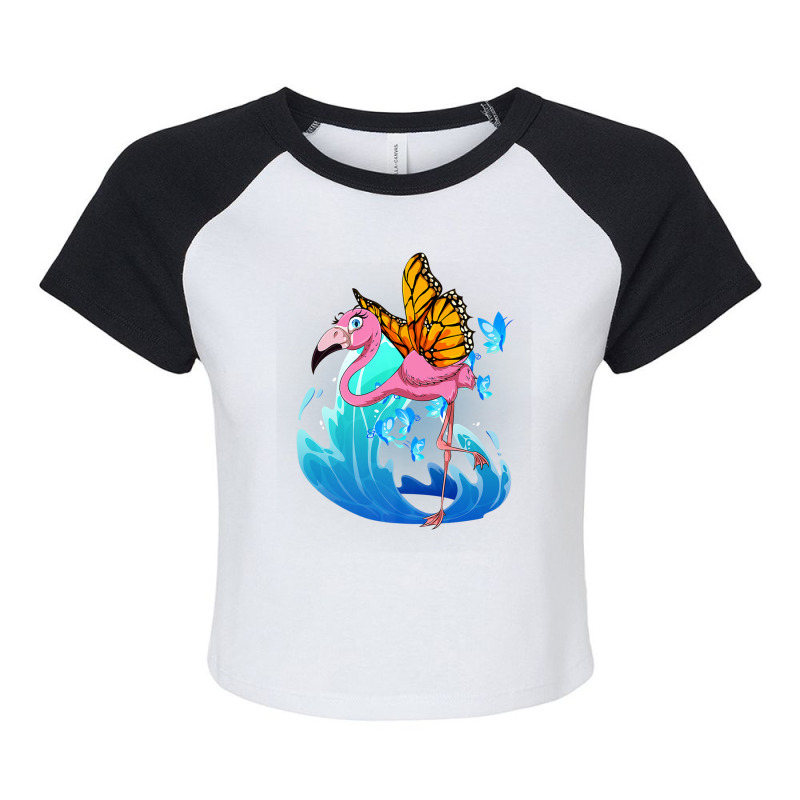 Flamingo Exotic Bird Lover Insect Zoo Animal Butterfly Pink Flamingo Raglan Crop Top by criticizematter | Artistshot