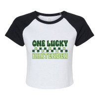 Bartender St Patricks Day Vintage One Lucky Barten Raglan Crop Top | Artistshot