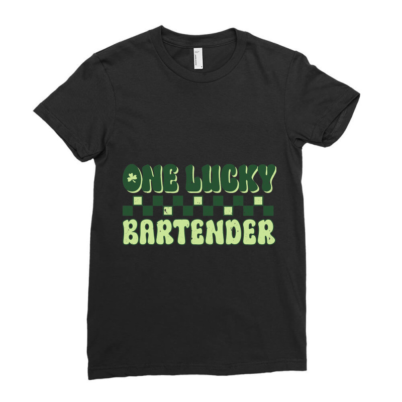 Bartender St Patricks Day Vintage One Lucky Barten Ladies Fitted T-Shirt by DevotaSylvia | Artistshot