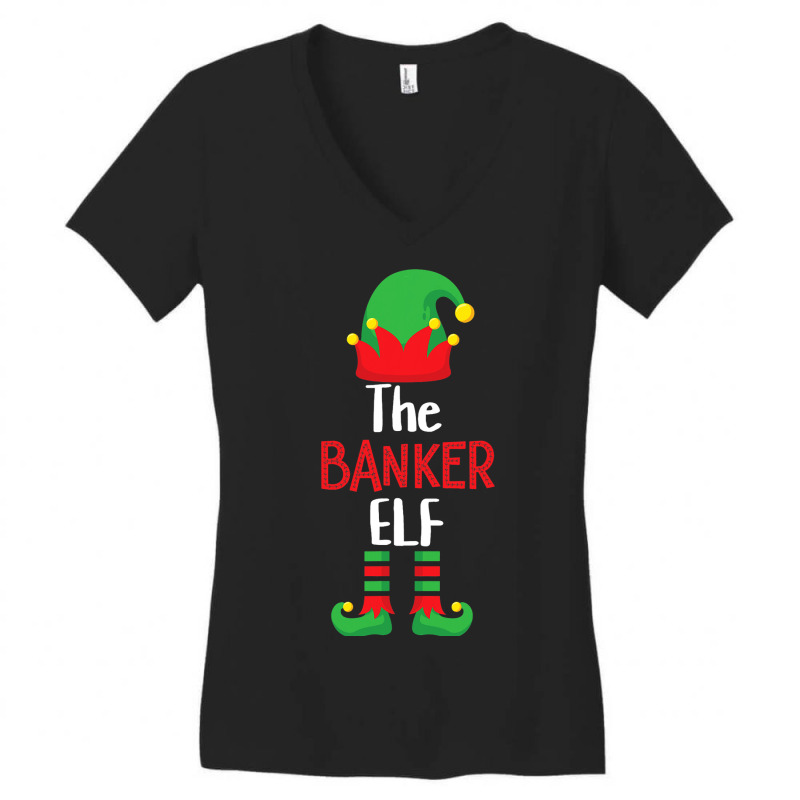 Banker Elf Matching Family Group Christmas Party P Women's V-Neck T-Shirt by AbubakrCantor | Artistshot