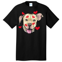 Valentines Day T  Shirt Cute Pitbull Dog Hearts Funny Valentine's Day Basic T-shirt | Artistshot