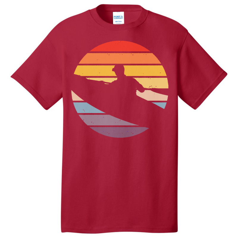 Canoe T  Shirt Canoeing Silhouette On A Distressed Retro Sunset Print Basic T-shirt | Artistshot