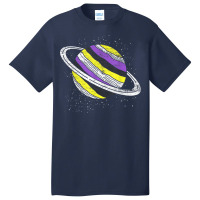 Nonbinary Flag Genderfluid Planet Agender Saturn Non Binary T Shirt Basic T-shirt | Artistshot