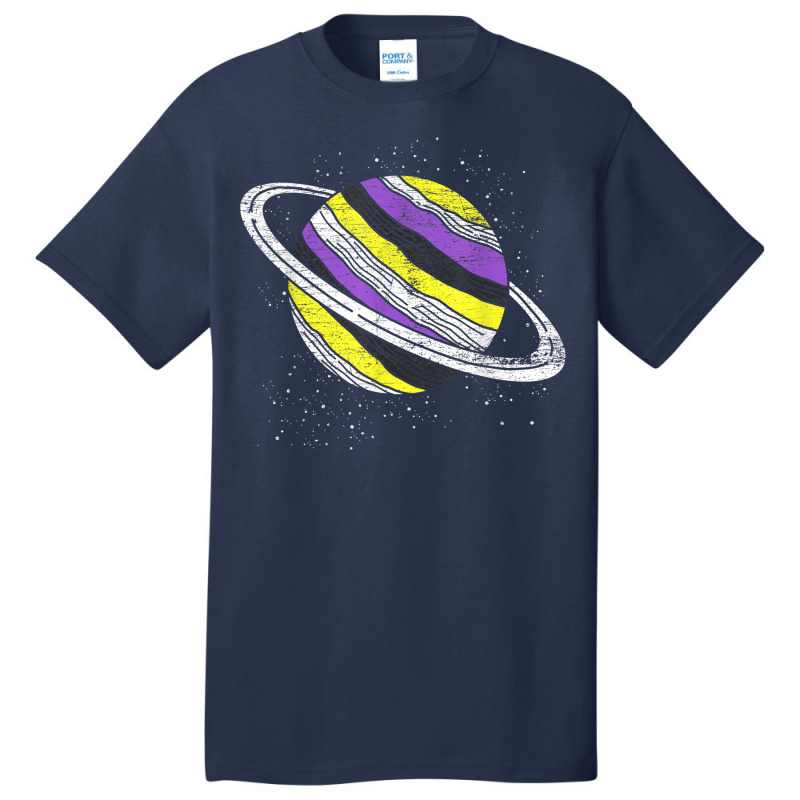 Nonbinary Flag Genderfluid Planet Agender Saturn Non Binary T Shirt Basic T-shirt by oluwafemimccullers | Artistshot