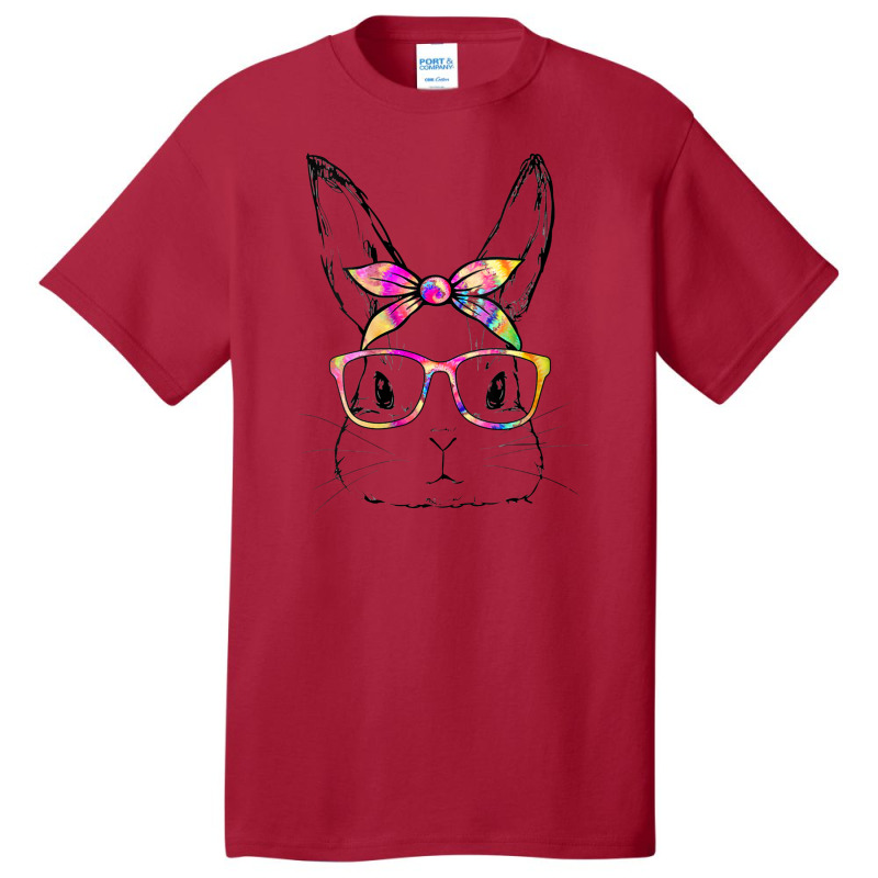 Womens Dy Cute Bunny Face Tie Dye Glasses Easter Day V Neck Basic T-shirt | Artistshot