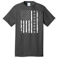 Usa Flag Jewish Pride Star Of David Hanukkah Gift Pullover Basic T-shirt | Artistshot