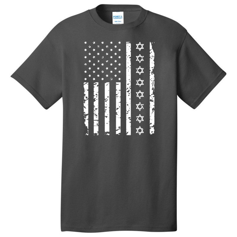 Usa Flag Jewish Pride Star Of David Hanukkah Gift Pullover Basic T-shirt | Artistshot