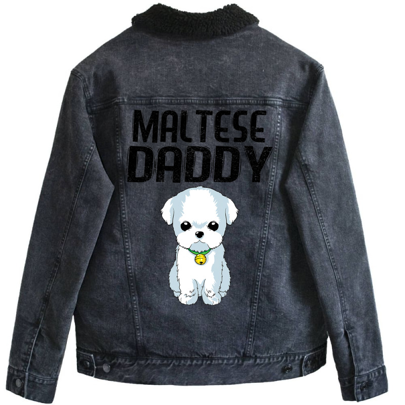 Maltese Daddy Dog Lover Maltese Puppy Christmas Gi Unisex Sherpa-lined Denim Jacket | Artistshot