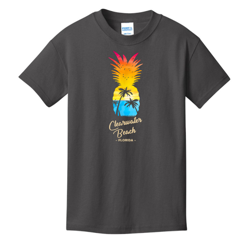 Clearwater Beach   Florida Souvenir   Pineapple Sunset T Shirt Basic Youth T-shirt by kogmor58594 | Artistshot